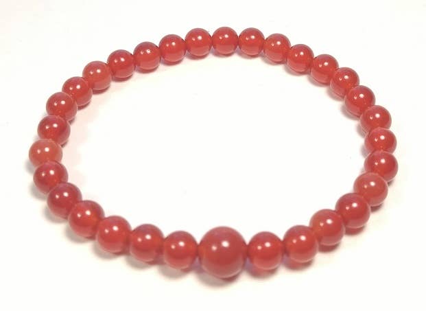 Carnelian Beaded Bracelet Wrist Mala 6mm - Small Wrist