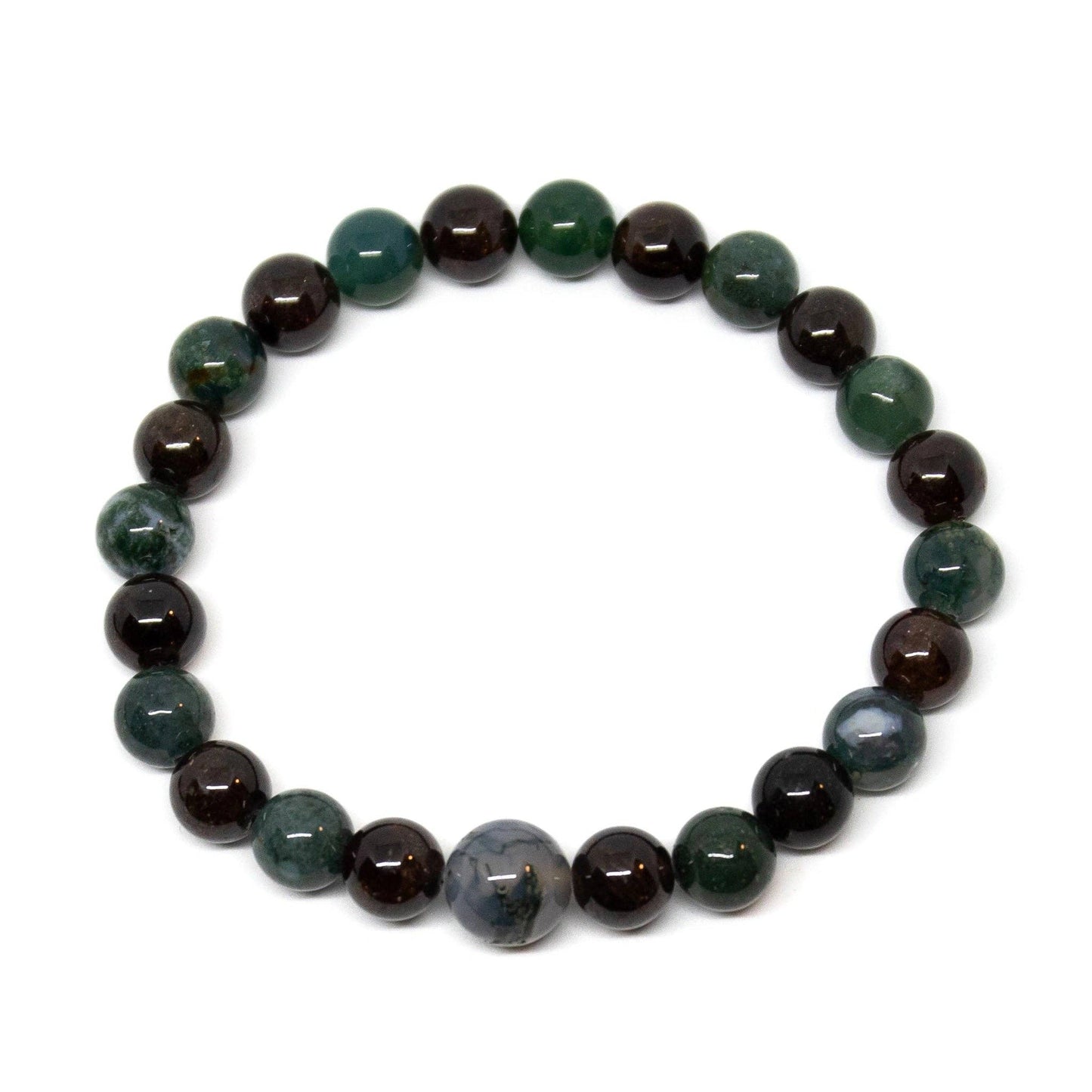 Moss Agate Beaded Bracelet 10mm
