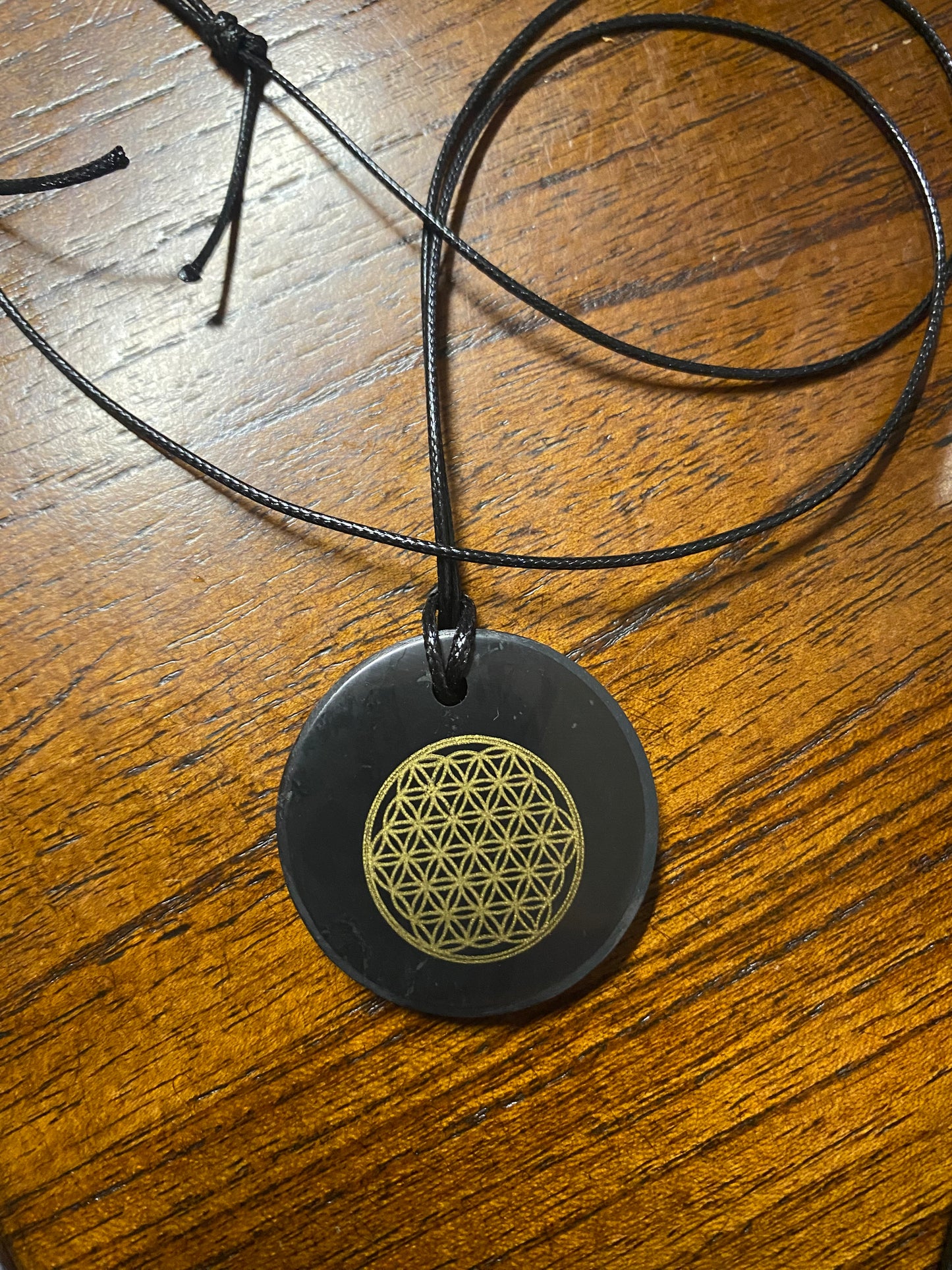 Round Shungite Flower of Life Pendant
