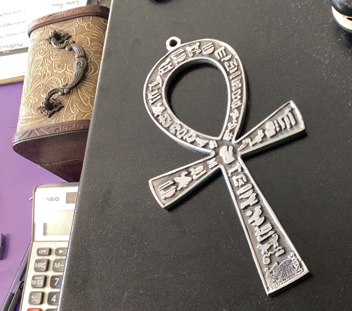 4 1/2" x 8" Ankh silver plated