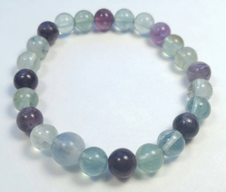Rainbow Fluorite Beaded Bracelet - Wrist Mala - 8mm