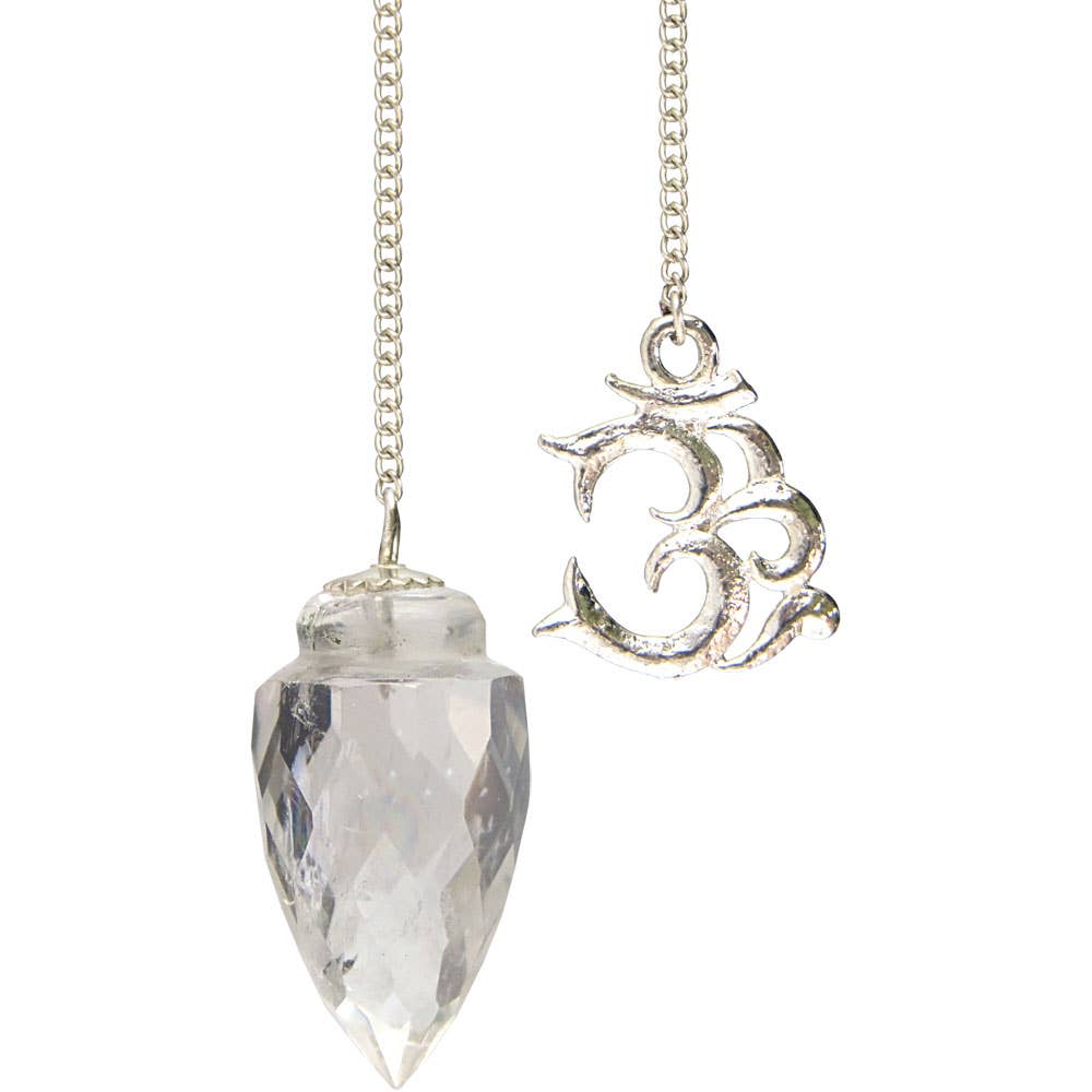 Gemstone Pendulum with Om Light Diffuser Clear Quartz