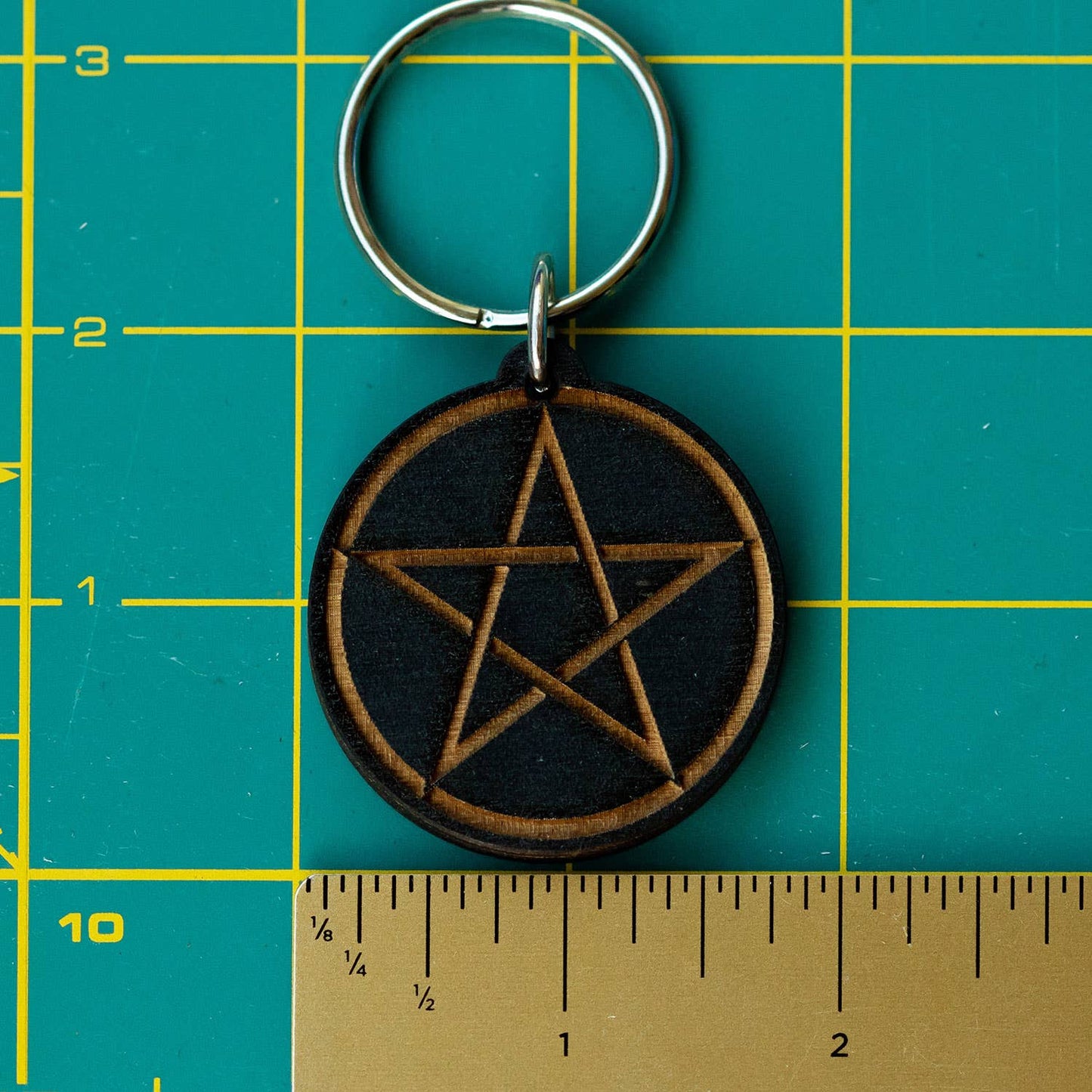 Pentagram Wooden Keychain - Zipper Pull