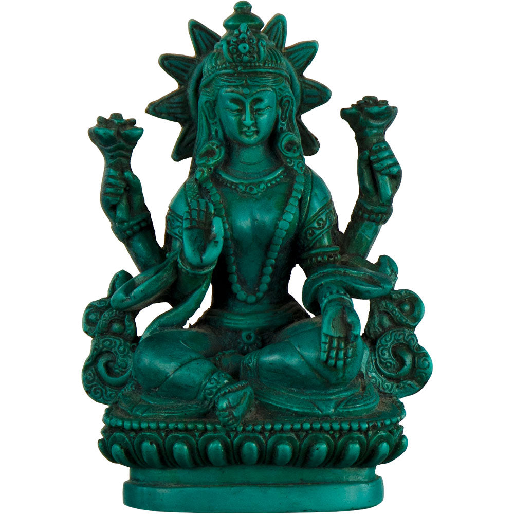 Laksmi Turuoise Antiqued Resin Statue 5"
