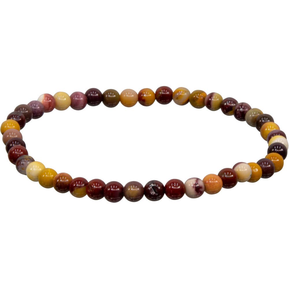 Elastic Bracelet 4mm Round Beads - Mookaite