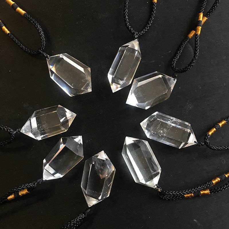 Elegant Clear Quartz Necklace - Natural Crystal Pendant, Healing, Clarity, Spiritual Jewelry double terminated