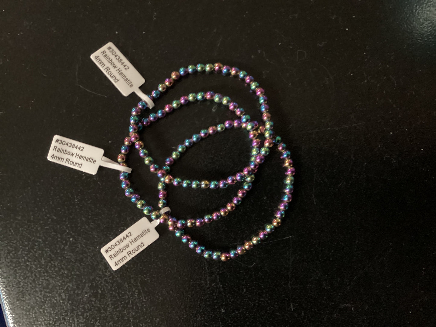 4mm Hematite, Rainbow bracelet