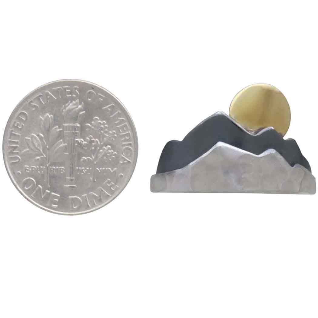 Sterling Silver Layered Mountain Ring with Bronze Sun