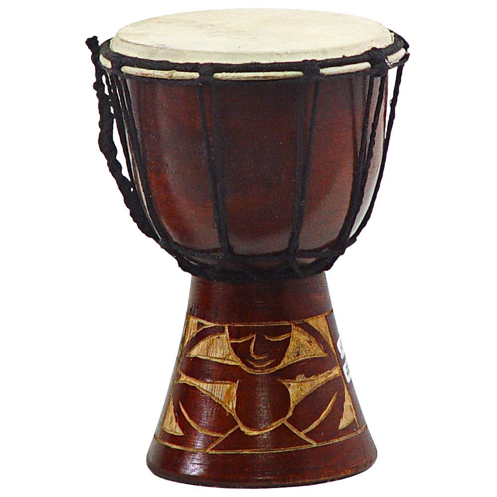 Djembe Mini Carved Assorted Mahogany Red Finish (Each)