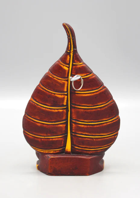 Bodhi Leaf Meditating Buddha Maroon Statue