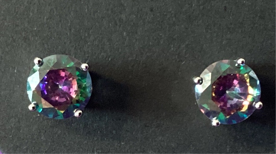 Sterling Silver Rainbow Crystal Stud Earrings