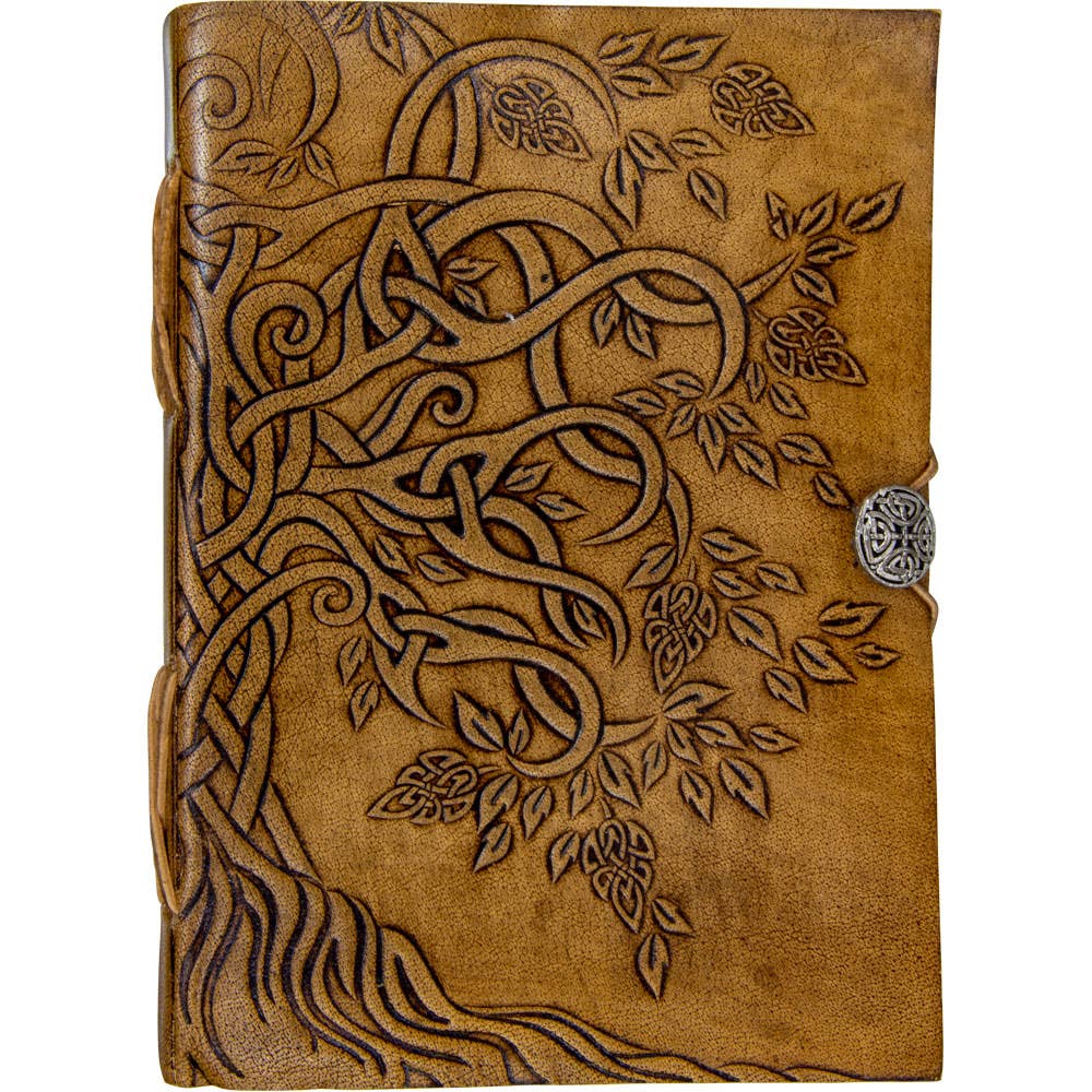 Leather Journal With Button Closure - Tree of Life (Each)