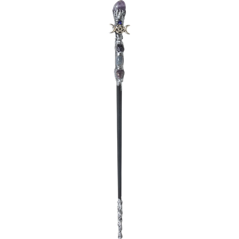 Magick Wand - Silver Triple Moon w/ Amethyst