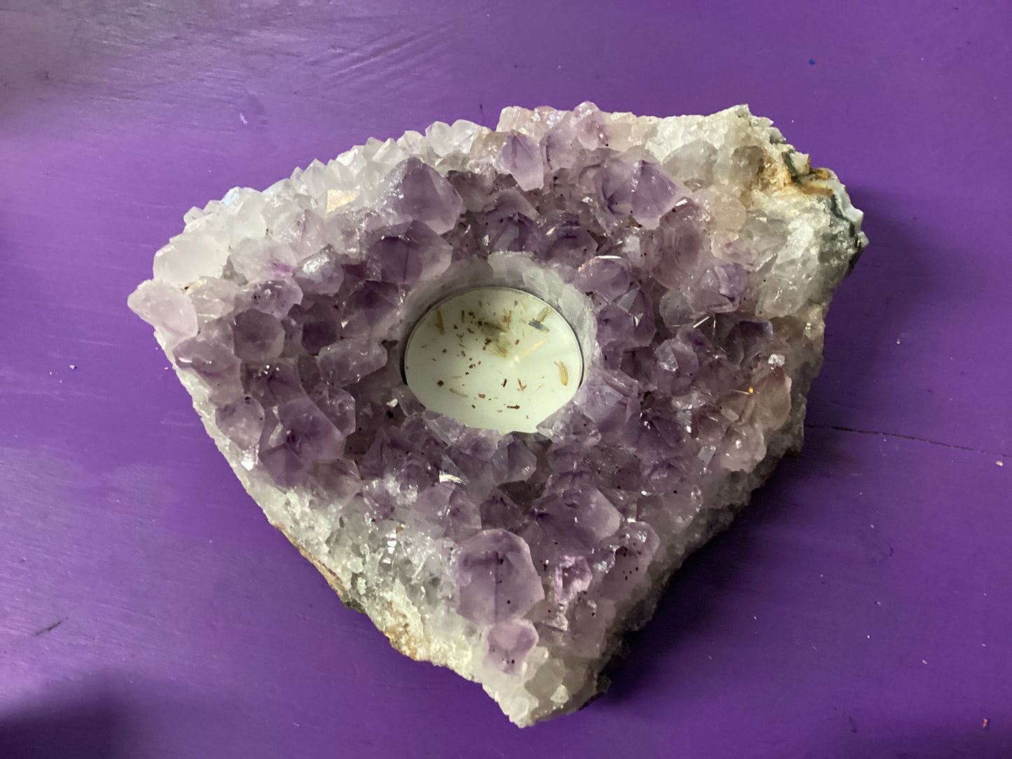 Amethyst Druzy Tea Light Candle Holder