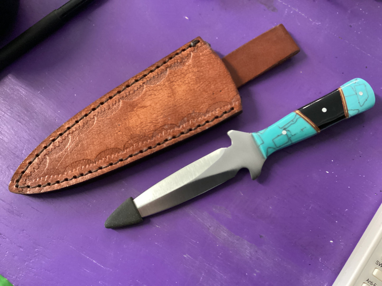 7" Turquoise & Black Athame