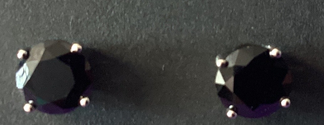 Sterling Silver Black Crystal Stud Earrings