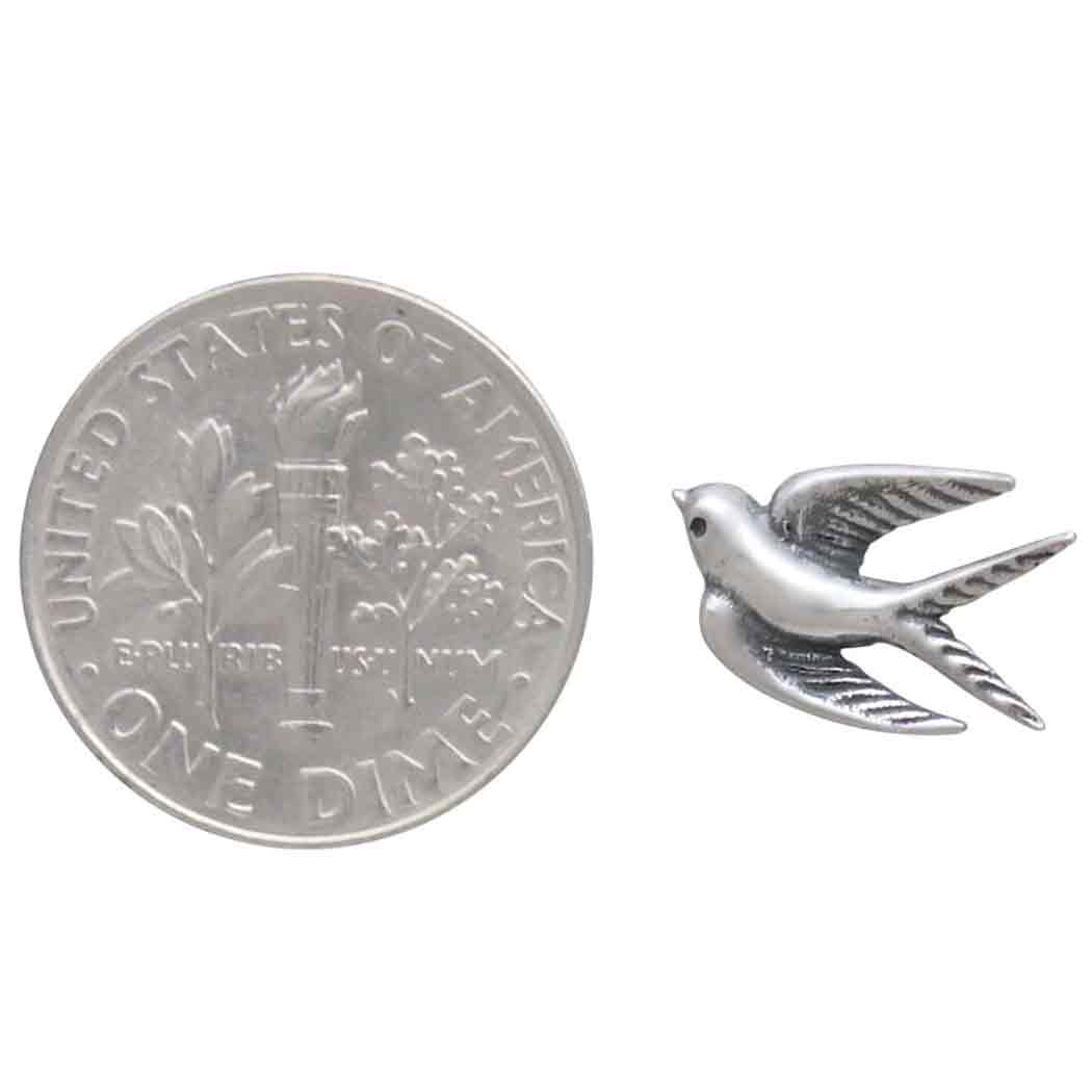 Sterling Silver Swallow Post Earrings 9x11mm