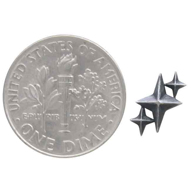Sterling Silver Three North Stars Post Earrings 9x7mm