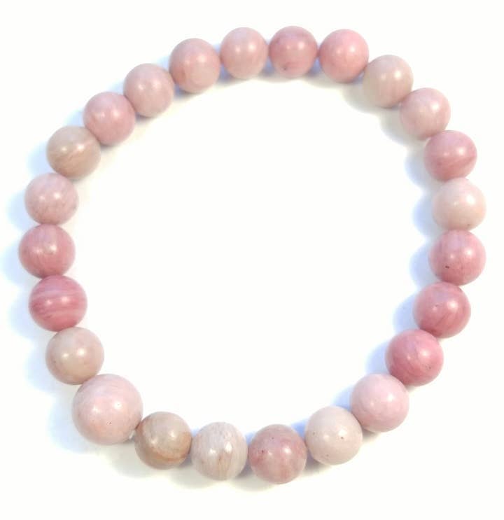 Long Size Rhodonite Beaded Bracelet - Wrist Mala - 8mm