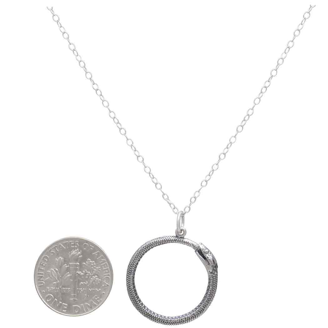 Sterling Silver or Bronze Ouroboros Snake Necklace