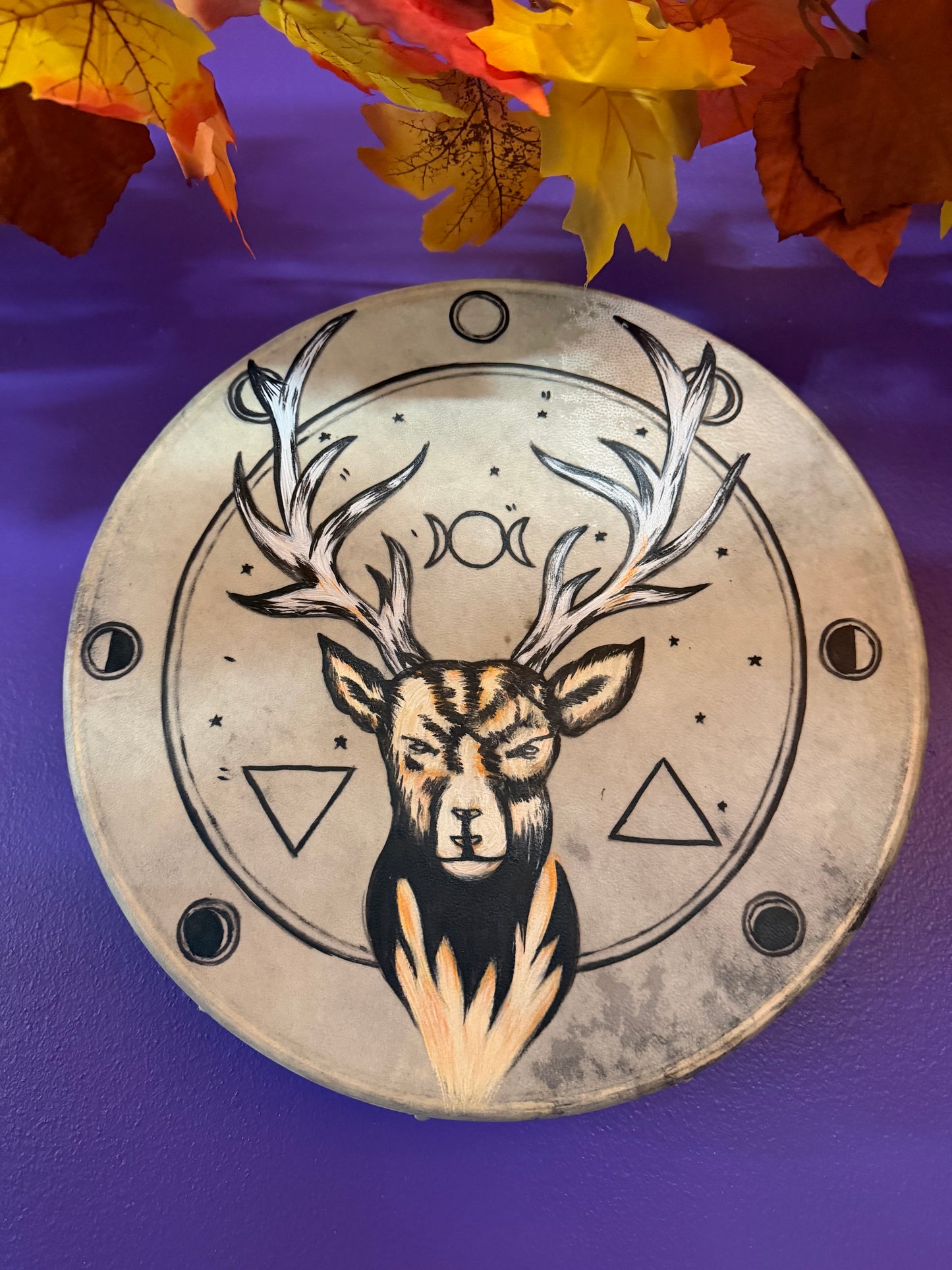 Ceremonial Drum - Stag with Moon Phases