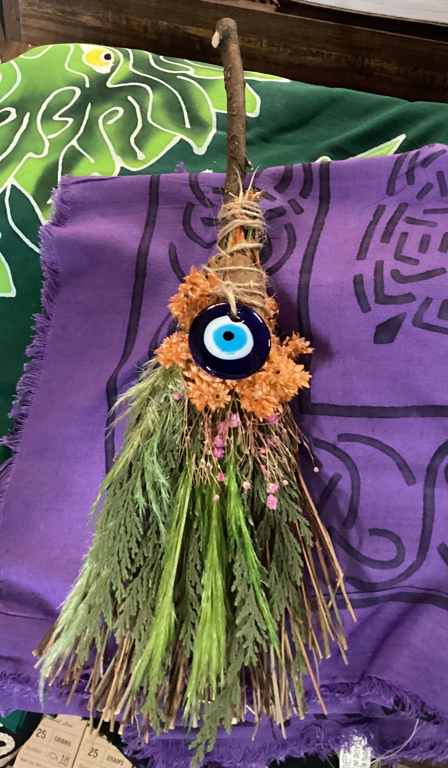 11" Evil Eye Herb Broom
