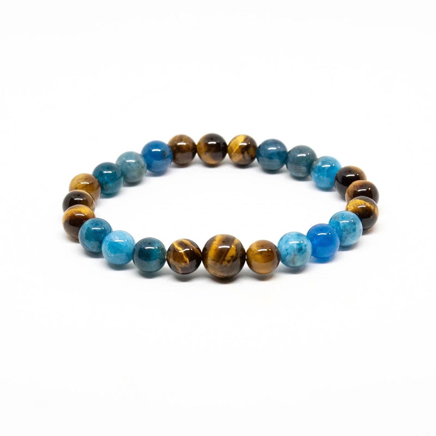 Apatite & Tiger's Eye Beaded Bracelet 6mm - Small Wrist