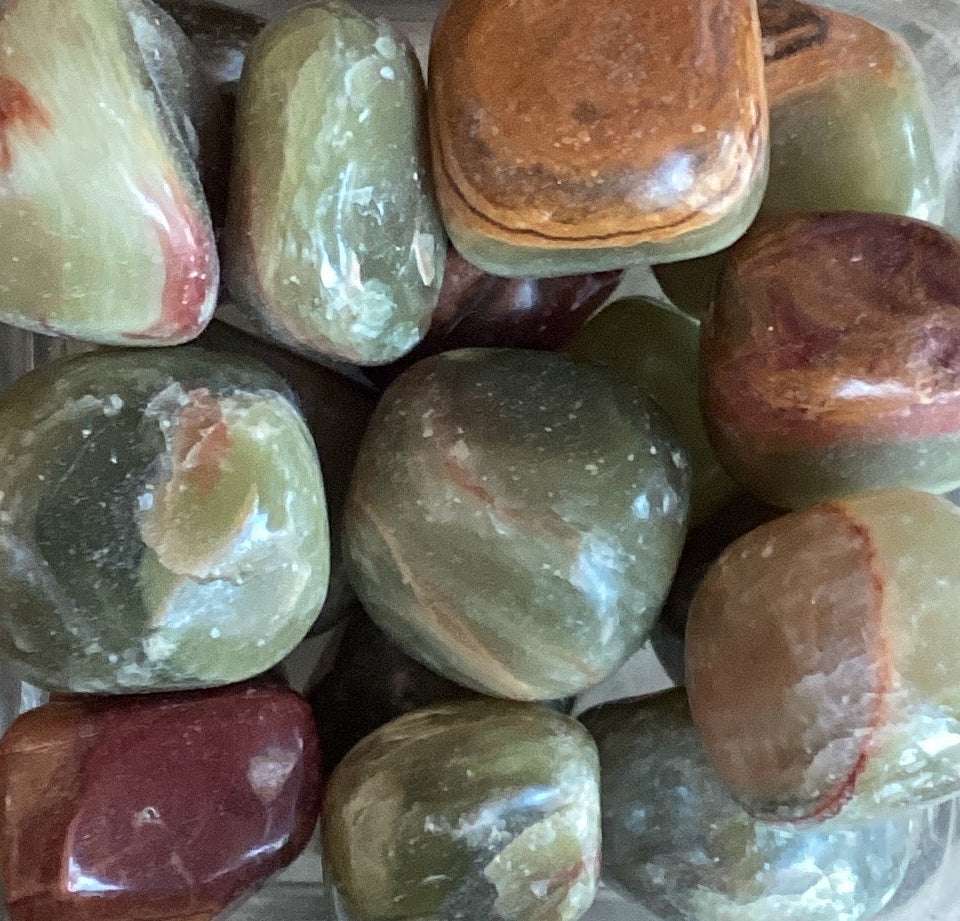 Aragonite, Green tumbled stone