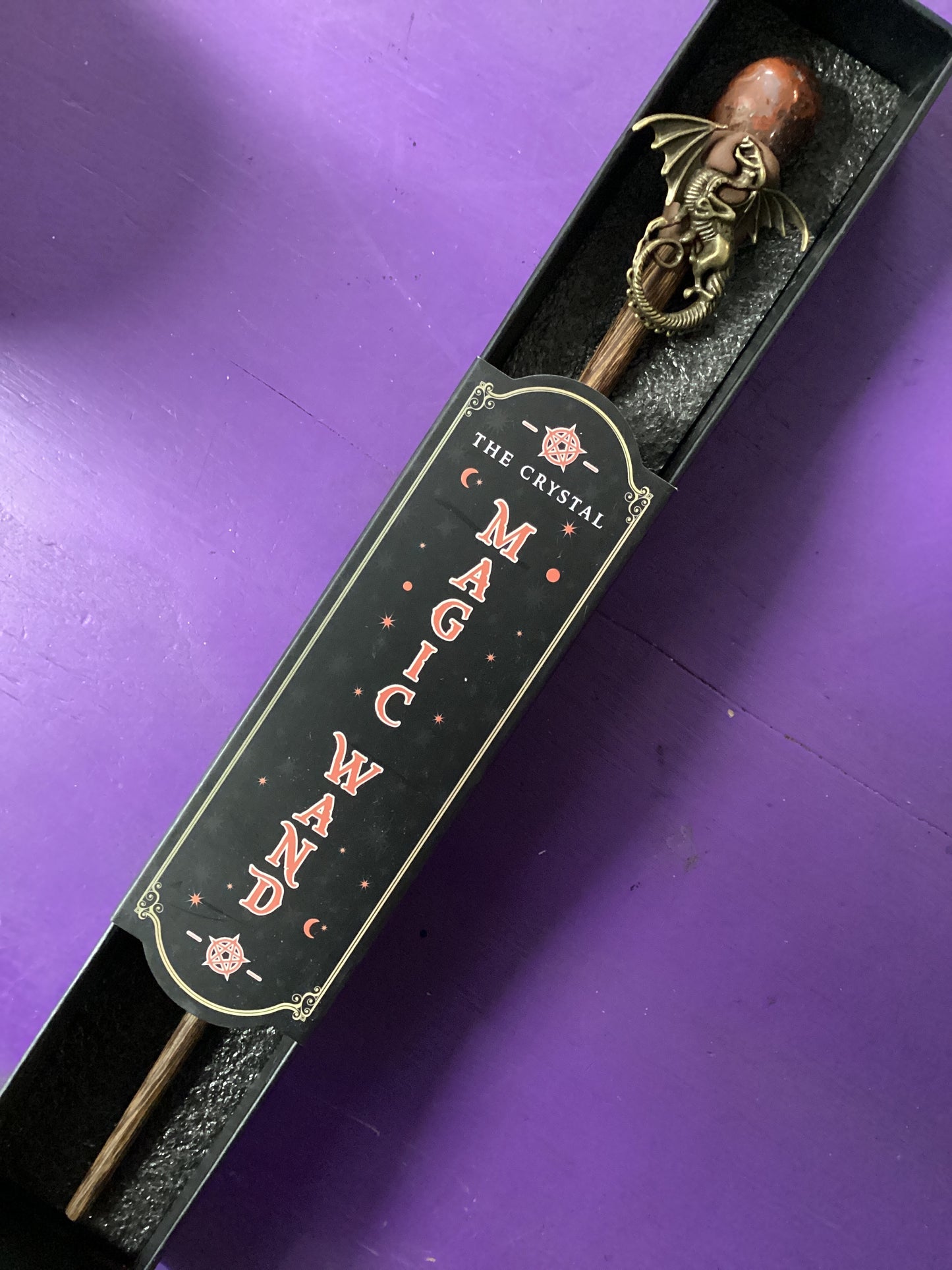 Magic Wand w/ Gift Box - Red Agate & Dragon