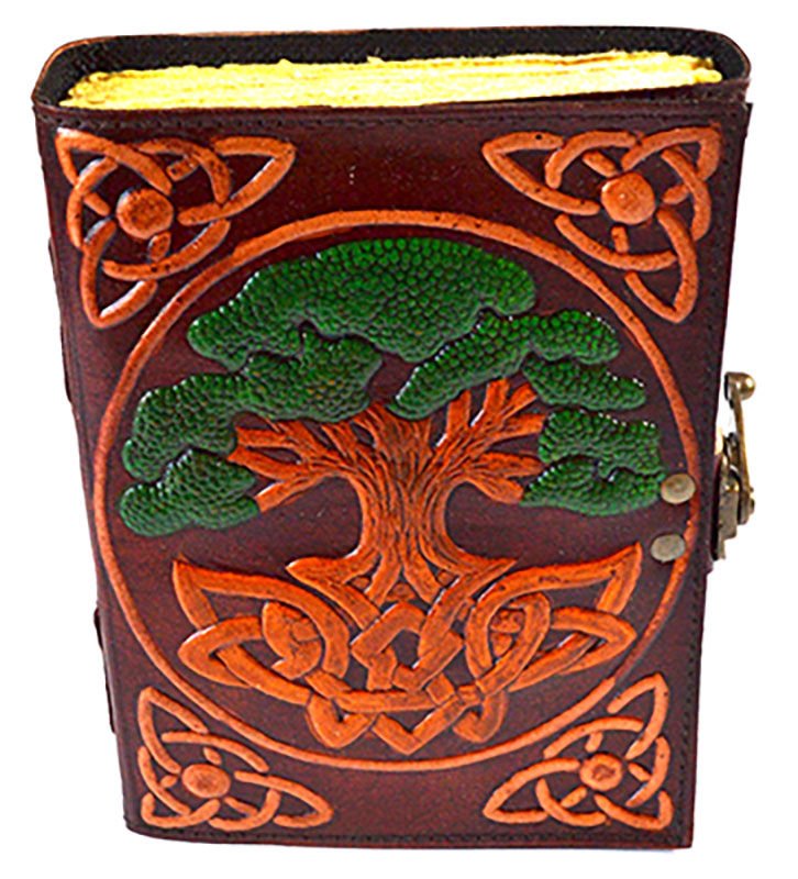 Tree of Life aged looking paper leather w/ latch 4 1/2" x 6 1/2" - Unlined