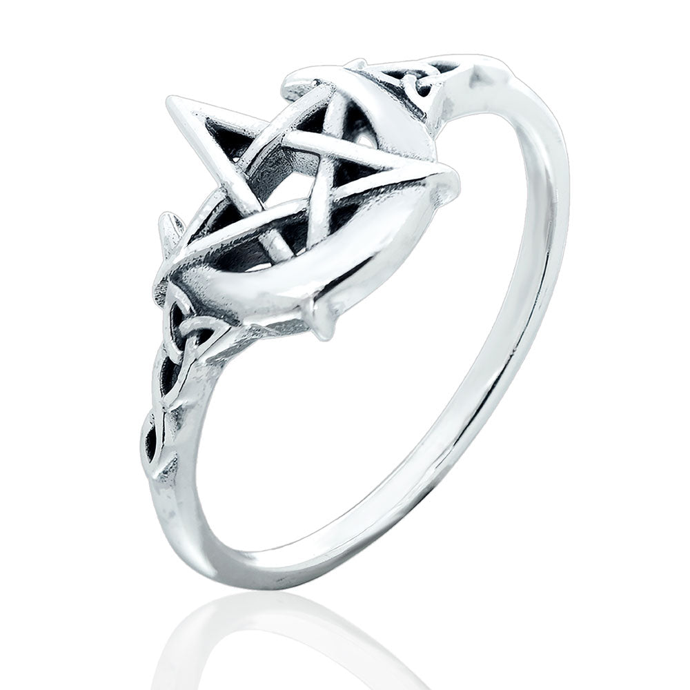 Celtic Night Moon Pentacle Ringh