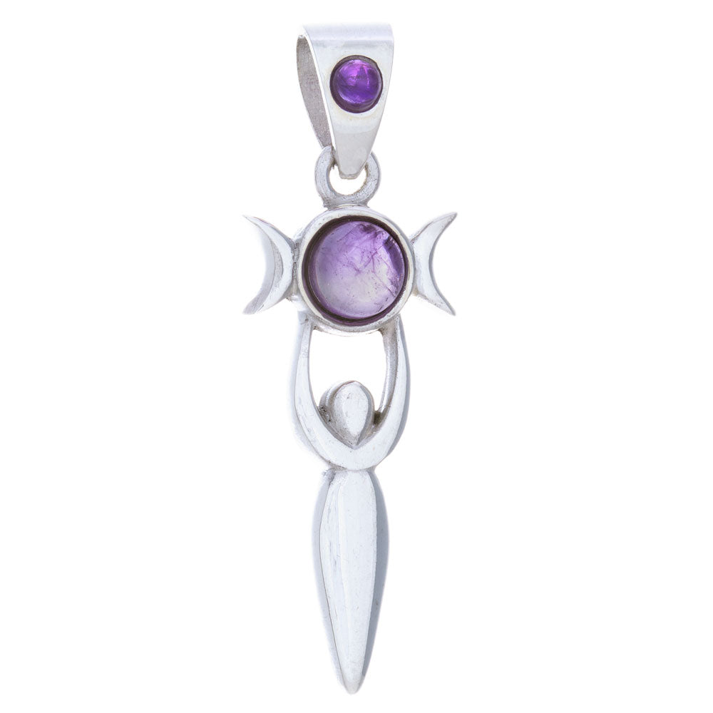 Goddess Pendant Triple Moon w/ Amethyst