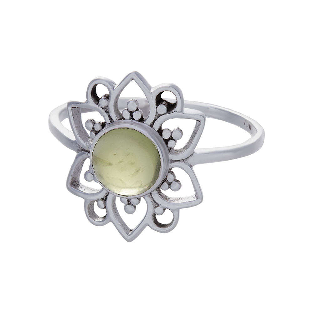 Peridot Flower Ring Sterling Silver