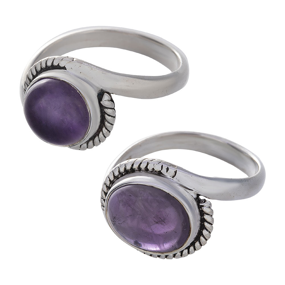 Amethyst Round & Oval Shapes Ring