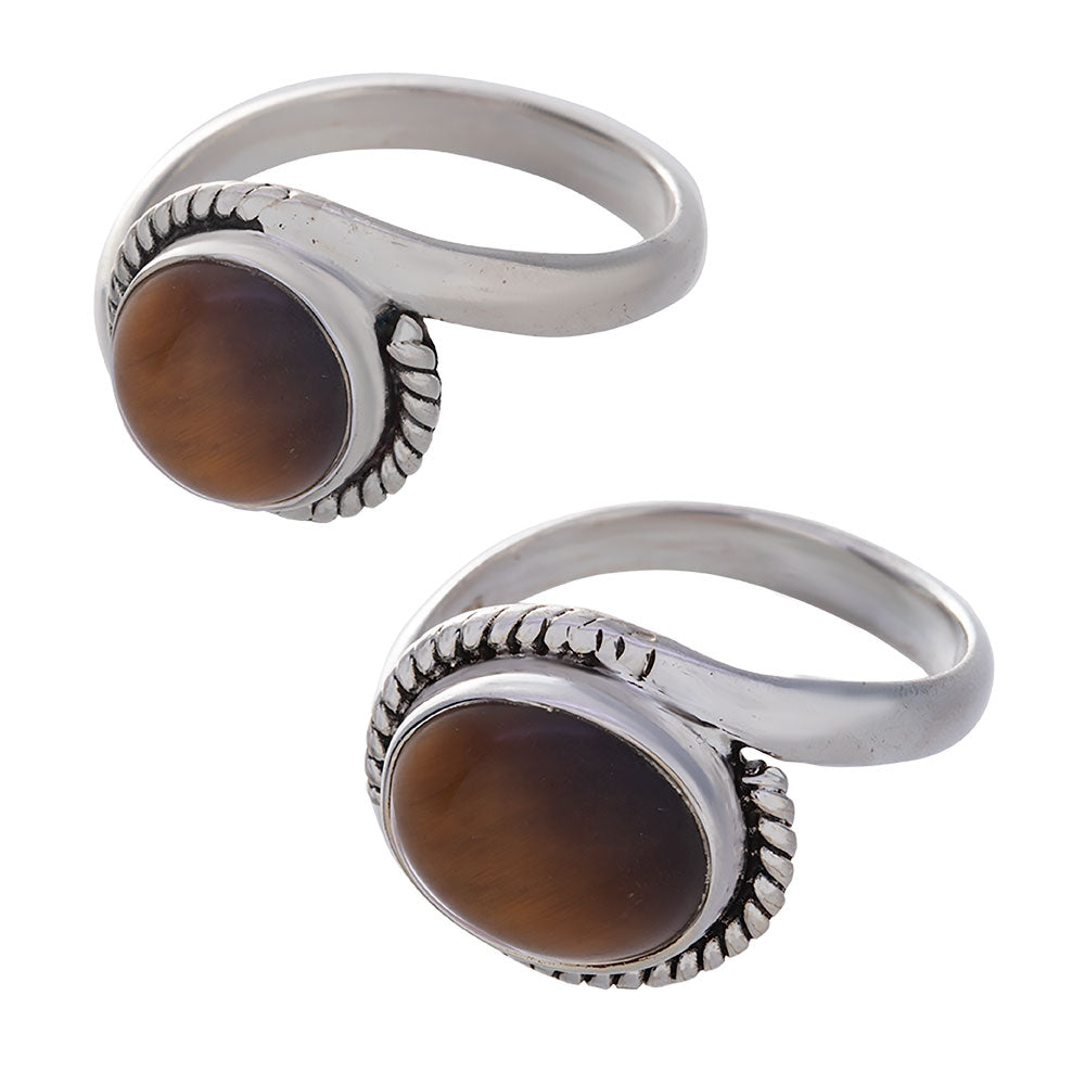 Yellow Tiger Eye Cab Assorted Shapes Elegant Band Ring 11mm-13mm