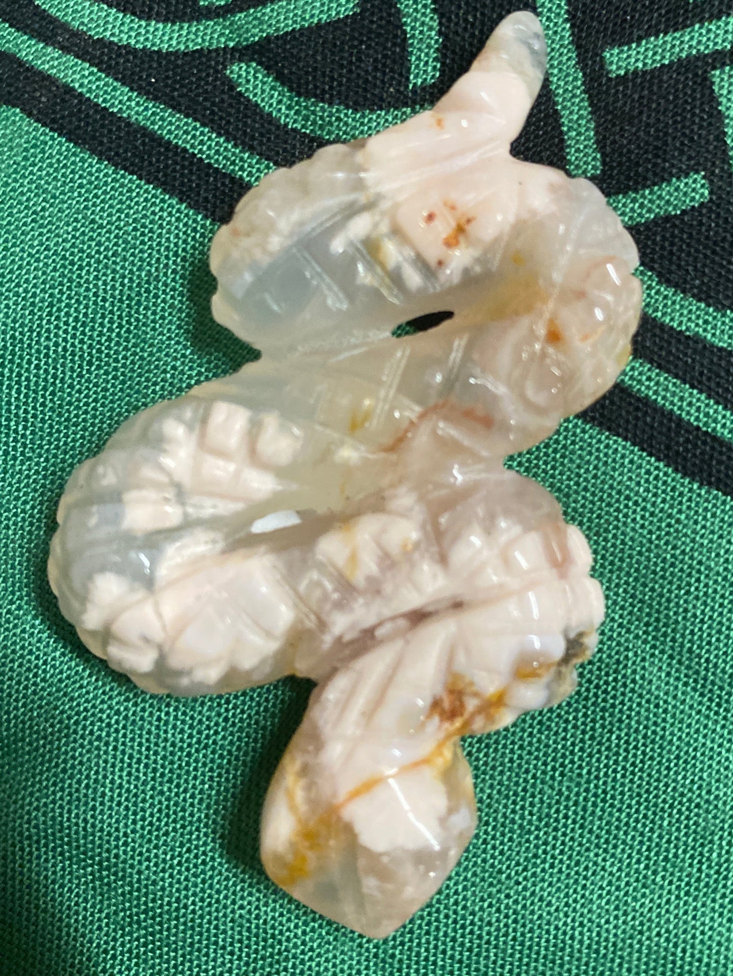 Flower Agate Snake Carving
