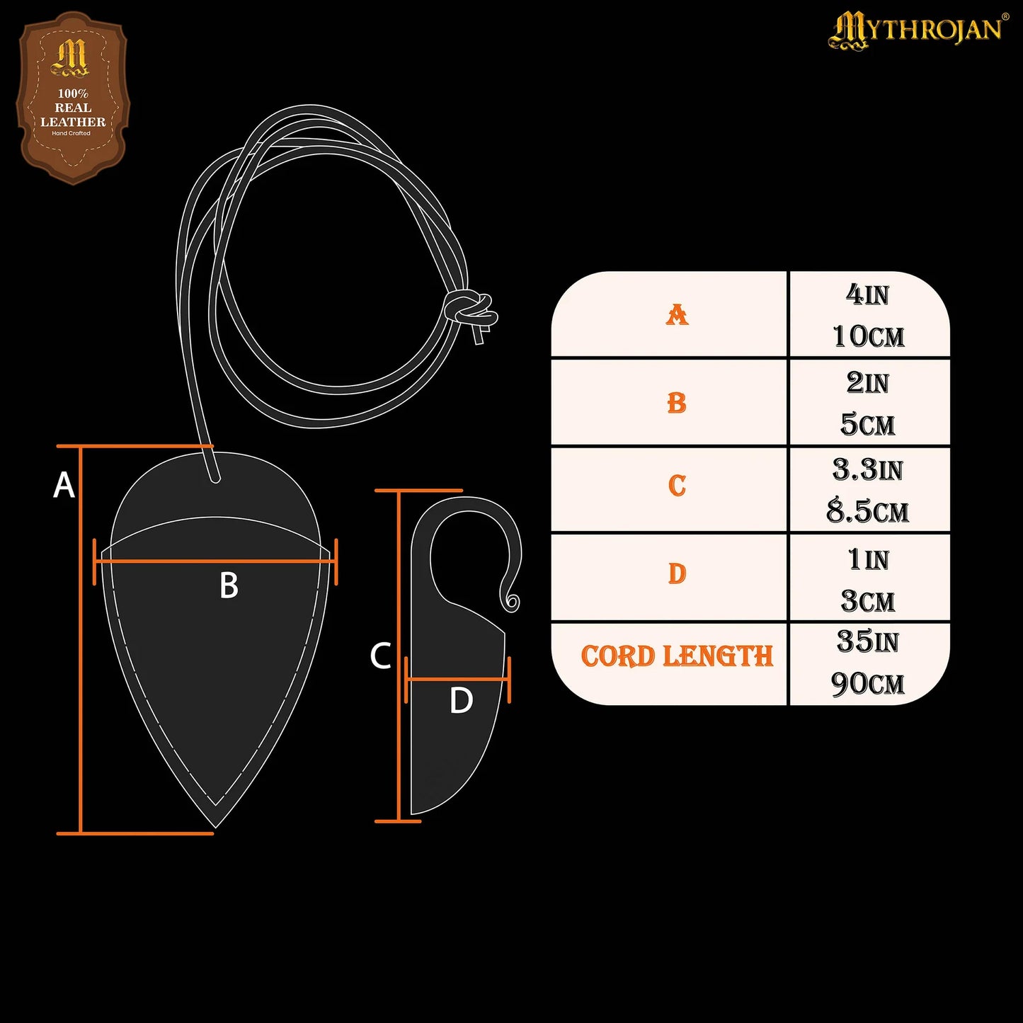 Mythrojan Celtic Ring Knife Hand Forged Necklace Knife with Leather Sheath