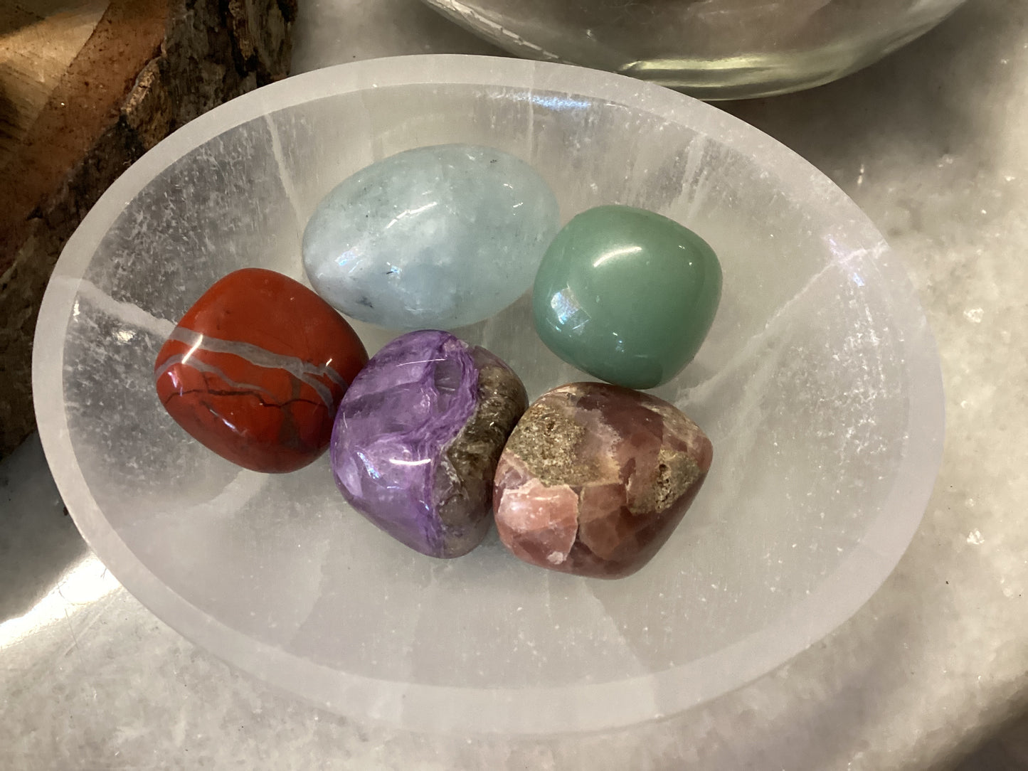4" Selenite Oval bowl