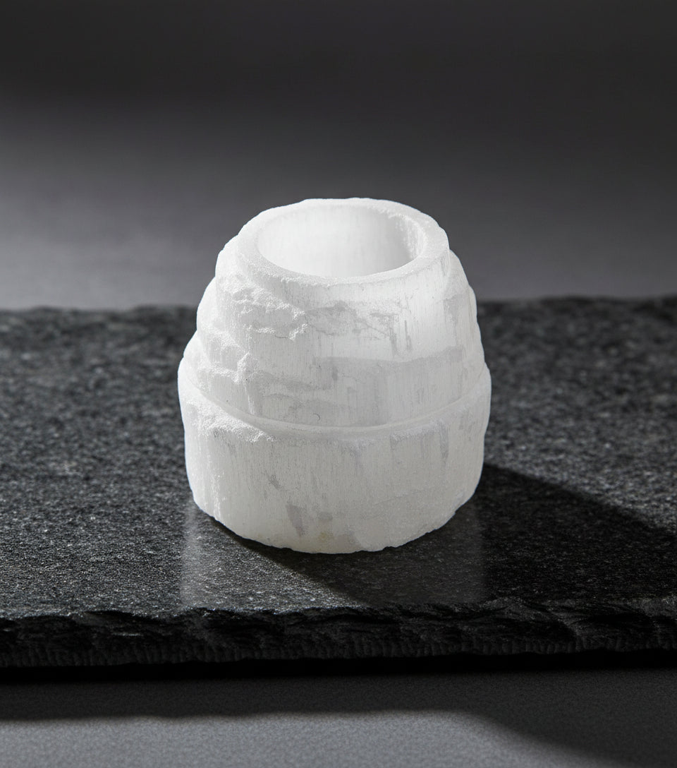 2 1/2" Satin Spar Selenite Iceberg tealight holder