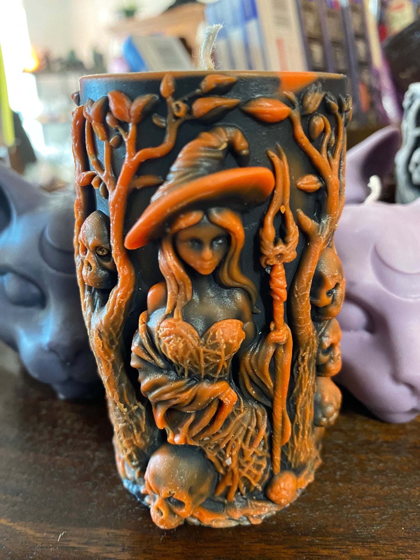 Two-Tone Scented Witch Pillar Candle