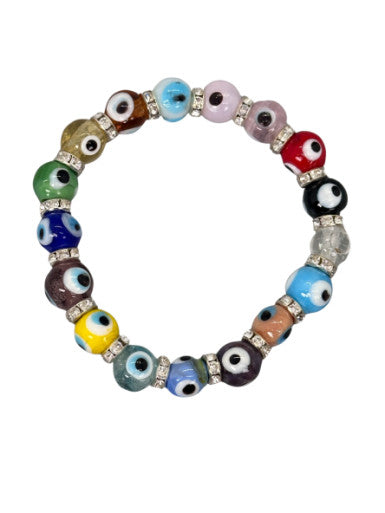 Evil Eye Protection Bracelet Multicolor Glass Beads