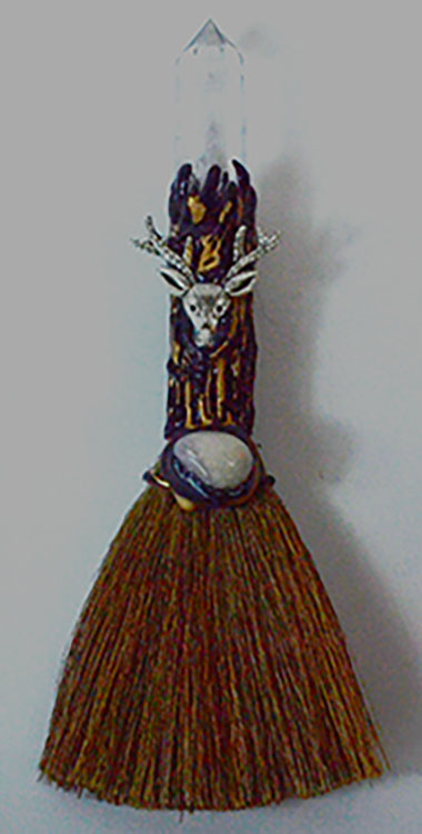 Deer with Crystal Broom 7 1/2"