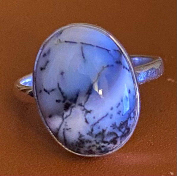 Dendritic Opal ring size 8 Sterling Silver