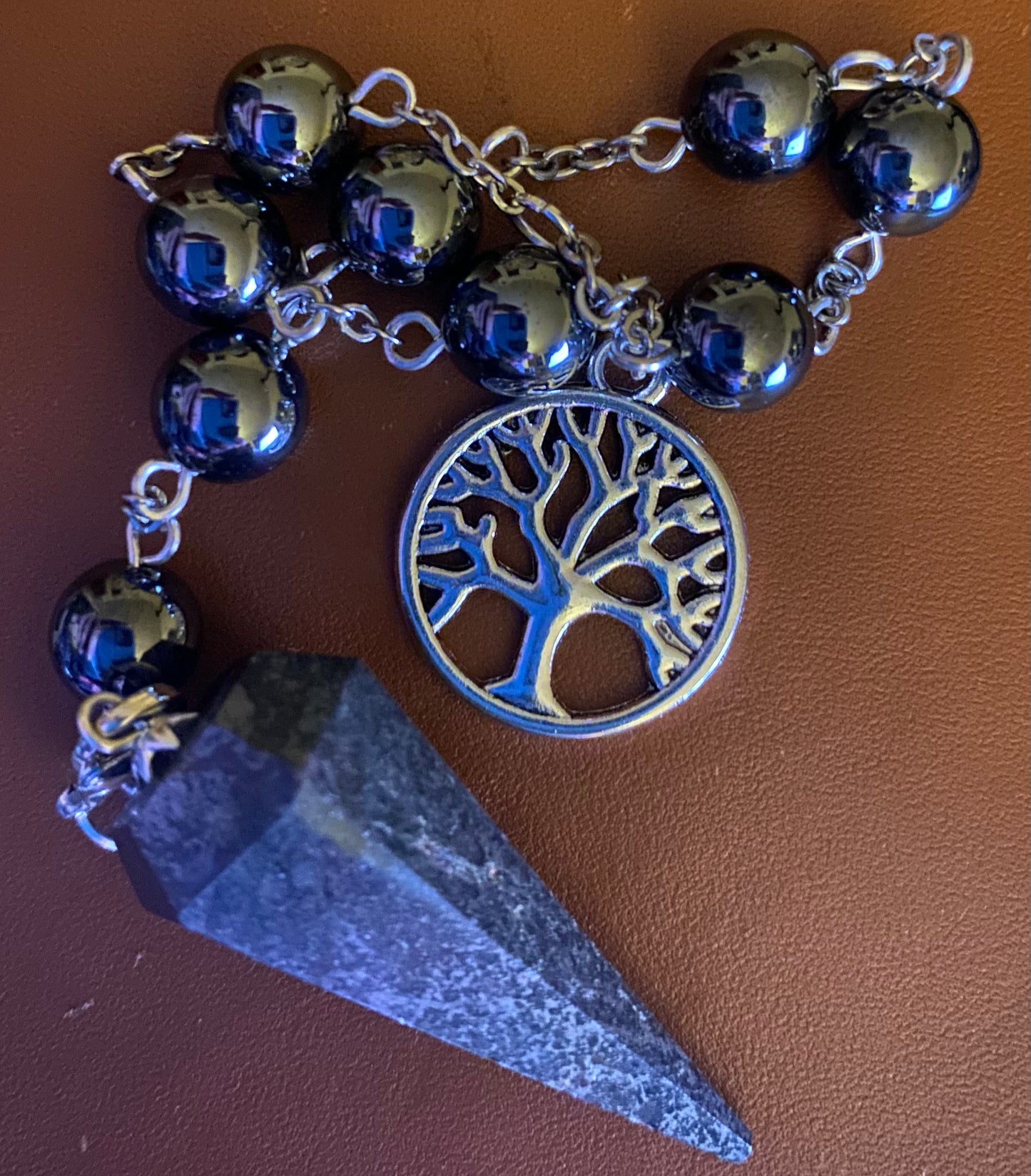 Hematite Pendulum Bracelet with Tree of Life