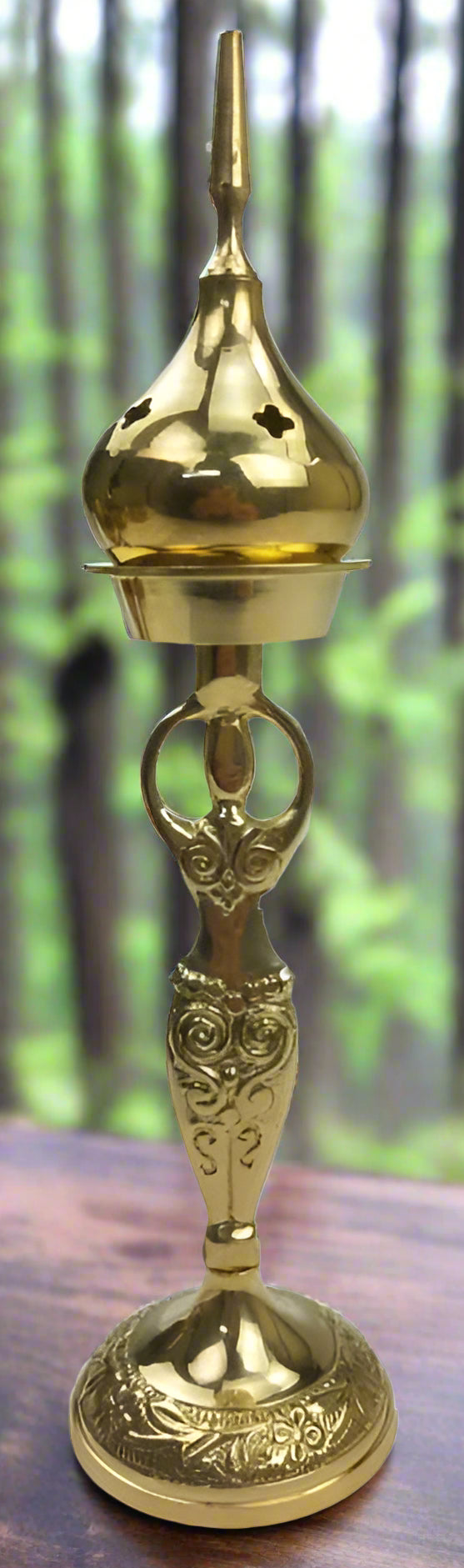 9" Goddess brass incense burner