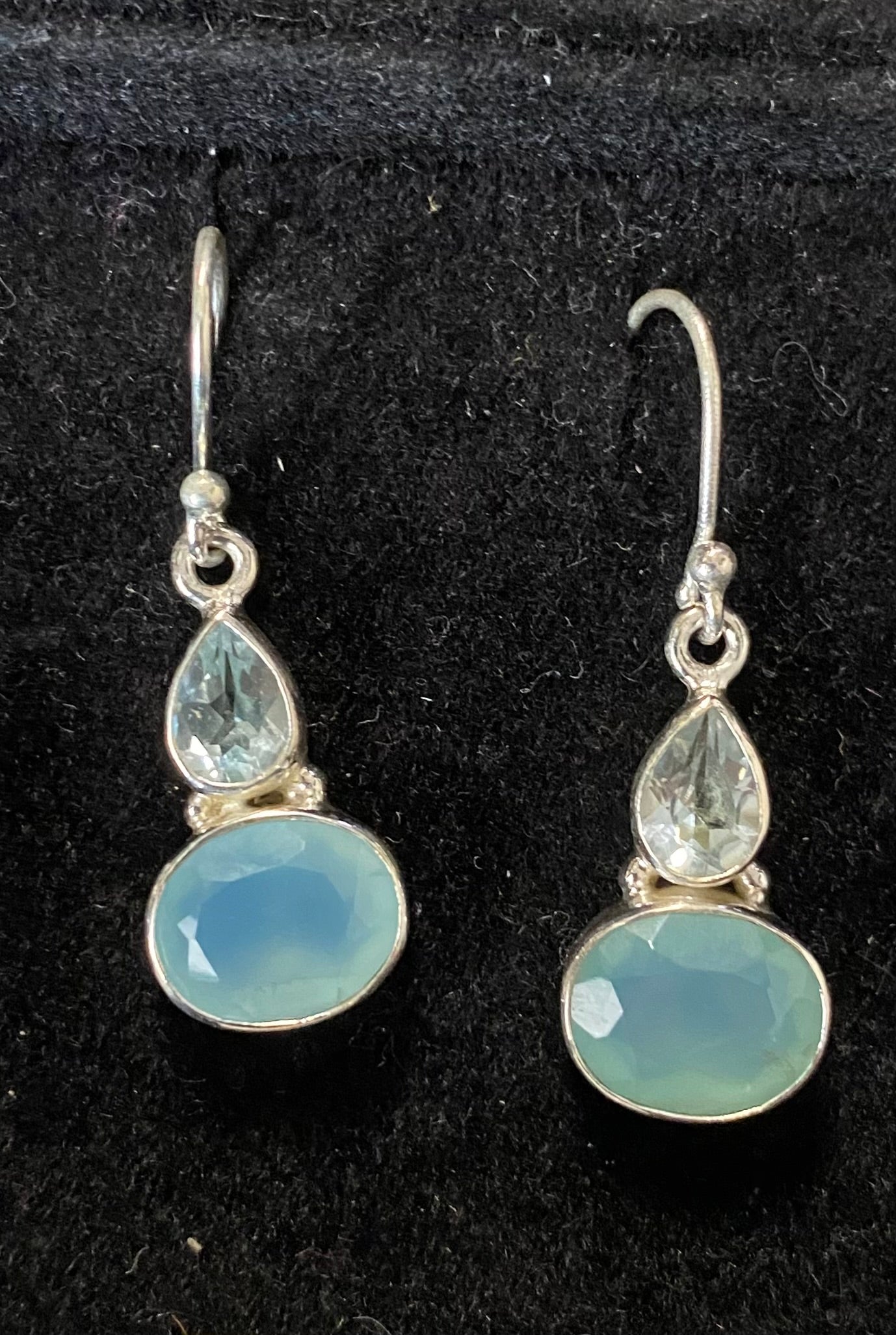 Chalcedony & aquamarine earrings