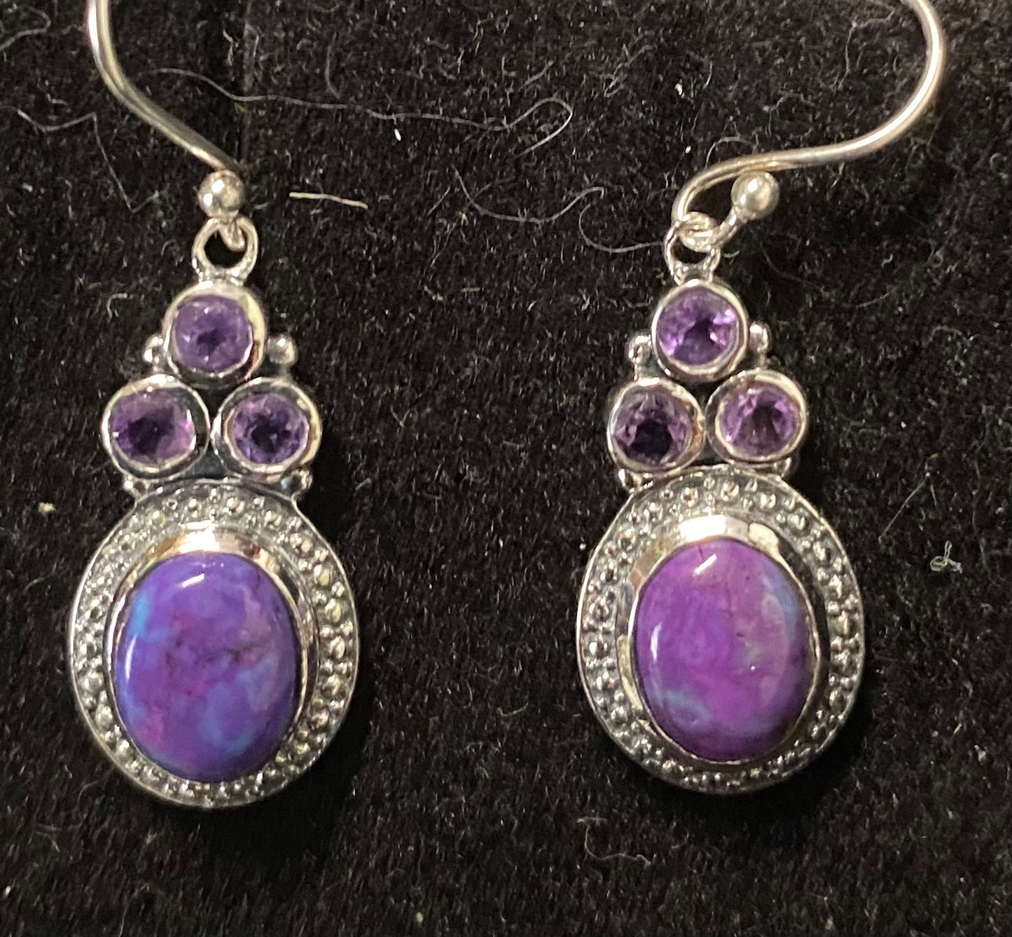 Purple Copper Turquoise & Amethyst earrings