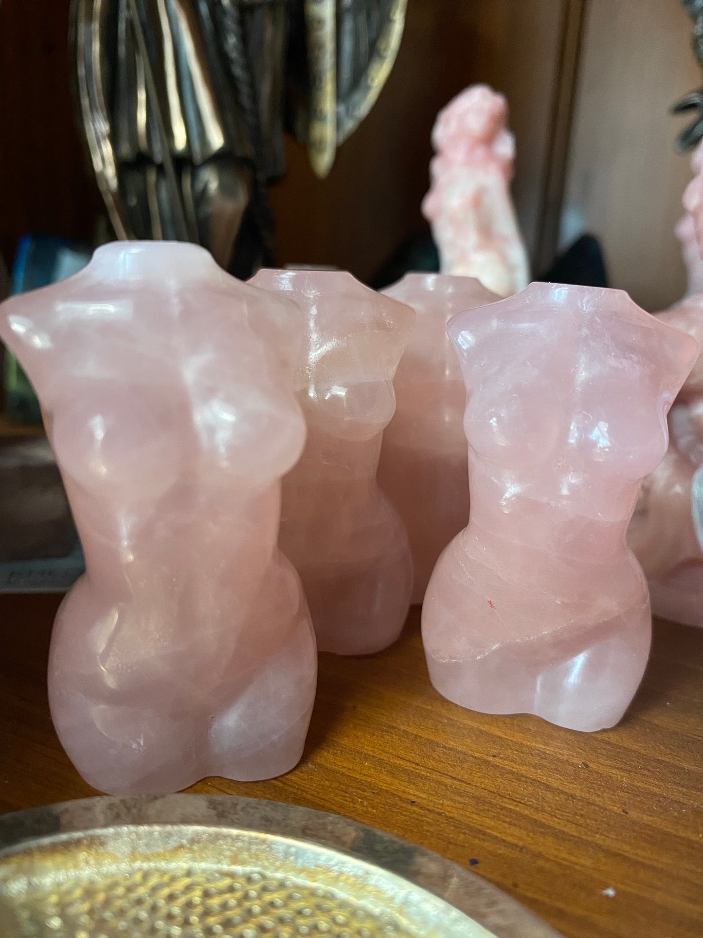 Rose Quartz Goddess Torso Carving