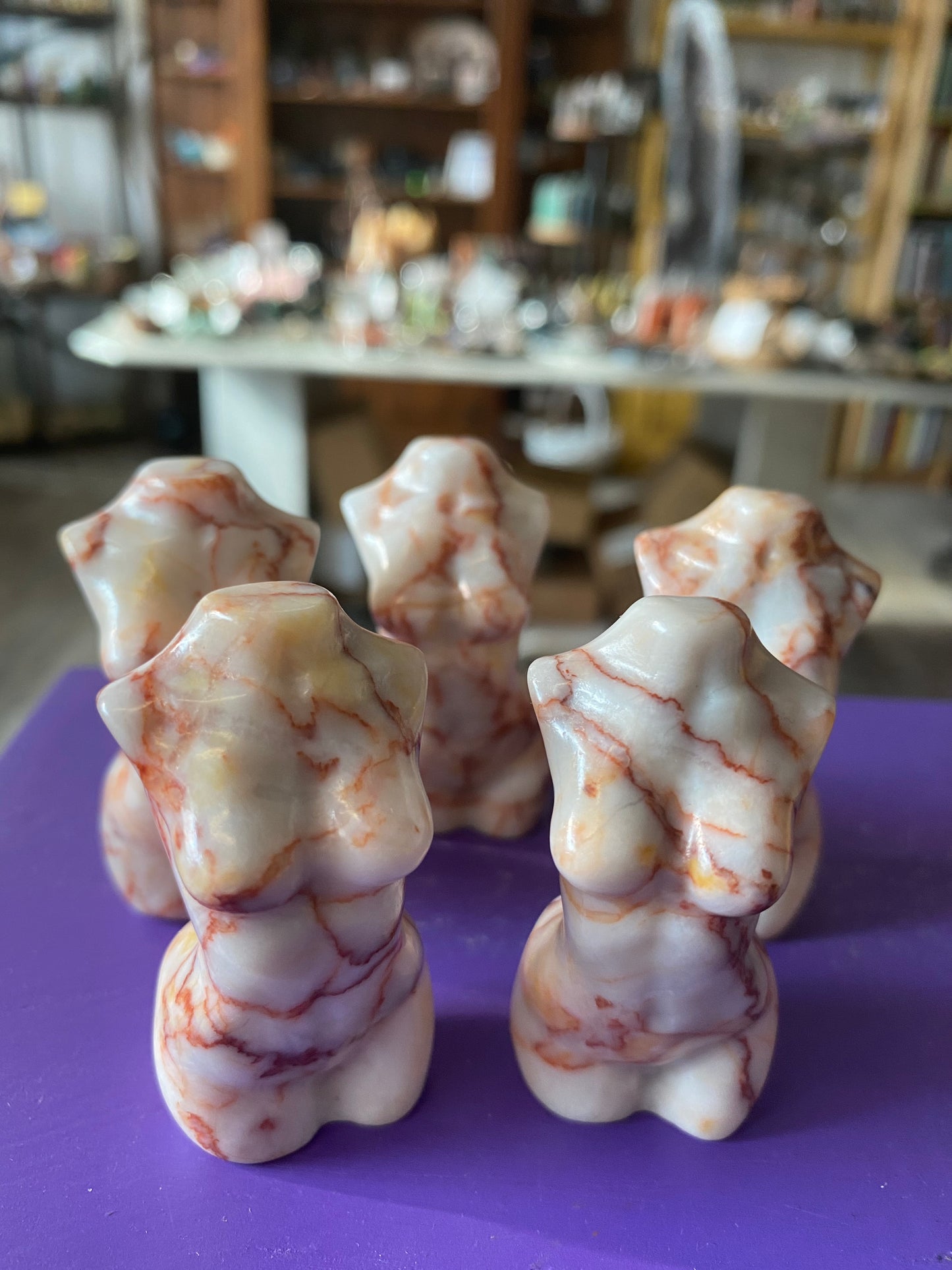 Red Line Marble Goddess Torso Carving