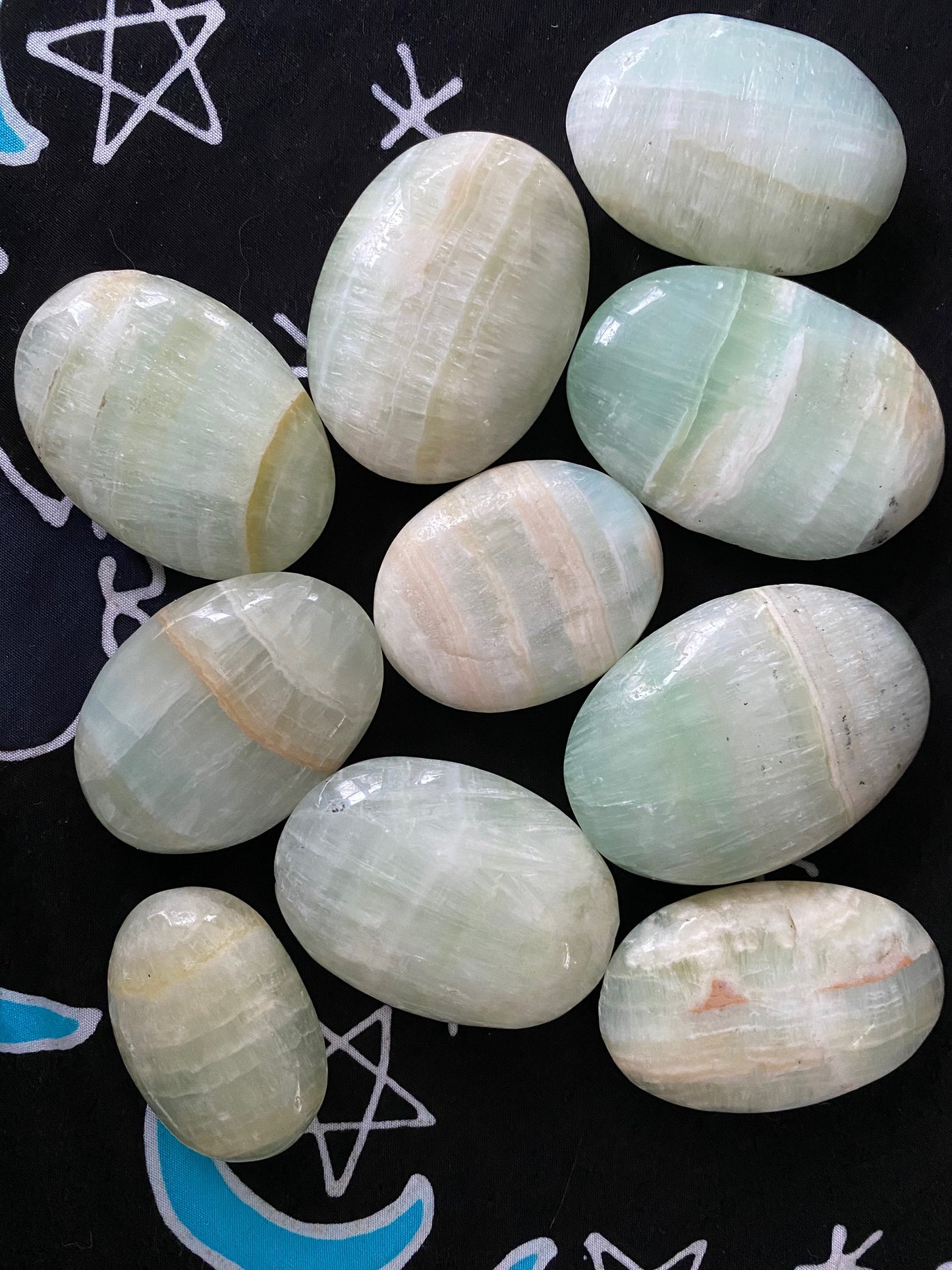 Green Calcite Palm Stone